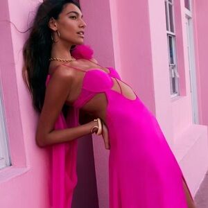 For Love And Lemons Hot Pink Maxi Dress